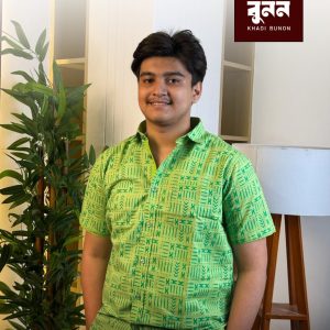 খাদি বুনন এক্সক্লুসিভ জ্যামিতিক প্রিন্ট হাফ হাতা খাদি শার্ট