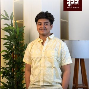 খাদি বুনন এক্সক্লুসিভ জ্যামিতিক প্রিন্ট হাফ হাতা খাদি শার্ট