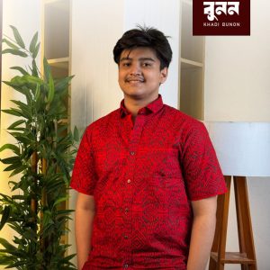 খাদি বুনন এক্সক্লুসিভ জ্যামিতিক প্রিন্ট হাফ হাতা খাদি শার্ট